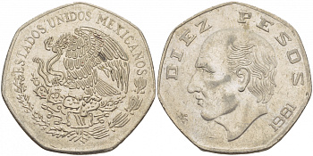 Мексика 10 песо 1981 Мигель Идальго-и-Костилья KM 477.2 медно-никель 3851-613