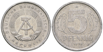 ГДР 5 пфеннигов 1979 A алюминий 4615-1268