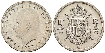 Испания 5 песет 1975 (79) Хуан Карлос I (1975-2014) KM 807 медно-никель 259-347