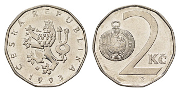 Чехия 2 кроны 1993 KM 9 сталь плакированная никелем 4623-768