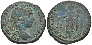 Римская Империя, Провинция Нижняя Мезия, Маркианополь АЕ 218 - 222 Элагабал, бюст императора / Дикайосина, богиня Справедливости, 9,50 гр медь 1073-22-32