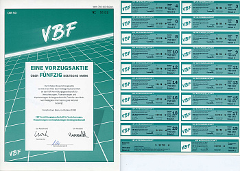 ФРГ 50 марок 1990 Посредническая компания VBF по страхованию, финансированию и инвестициям AG, акция   бумага   8801-18-1