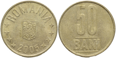 Румыния 50 бани 2005 KM 192 латунь 4382-333