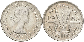 Австралия 3 пенса 1963 Елизавета II (1952-2022) KM 57 серебро 4623-139