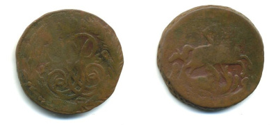 РОССИЯ 1 КОПЕЙКА 1759 медь 61-441