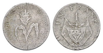 Руанда 1 франк 1977 KM 12 алюминий 4647-1168