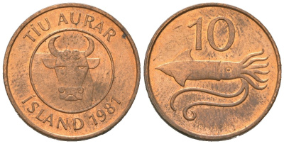 Исландия 10 эйре 1981 KM 25 бронза UNC 192-441