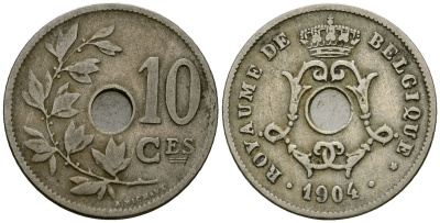 Бельгия 10 сантимов 1904 Belgique KM 52 медно-никель 4172-743