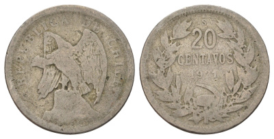 Чили 20 сентаво 1921 KM 167 медно-никель 4155-116