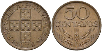 Португалия 50 сентаво 1970 KM 596 бронза 4589-436