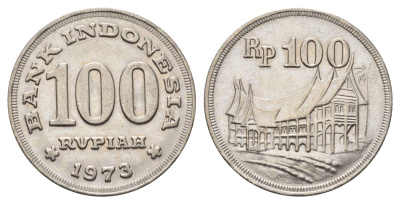 Индонезия 100 рупий 1973 хижина минангкабау KM 36 медно-никель UNC 4700-1234