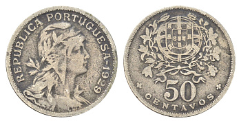 Португалия 50 сентаво 1929 KM 577 никель латунь 4706-613