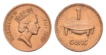 Фиджи 1 цент 1987 KM 49 бронза UNC 4669-539