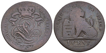 Бельгия 1 сантим 1873 Des Belges, Леопольд II (1865-1909) KM 33.1 медь 4609-559