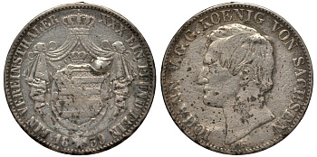 Саксония 1 талер 1859 Иоганн V (1854-1873) KM 1192 серебро 413-4031