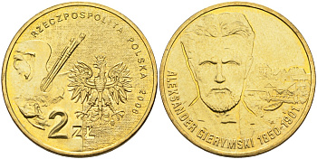 Польша 2 злотых 2006 серия польские художники, Александр Герымский (1850-1901) KM 575 латунь 4586-1157