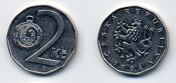Чехия 2 кроны 1994 KM 9 сталь плакированная никелем 46-1917