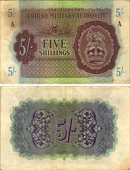 АНГЛИЯ 5 ШИЛЛИНГОВ 1943 ВОЕННЫЙ ВЫПУСК Pick M4 бумага VF-XF 7523-41-3-2