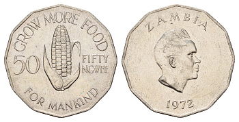 Замбия 50 нгве 1972 ФАО KM 15 медно-никель UNC 4672-742