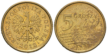Польша 5 грошей 2012 MW KM 278 латунь UNC 4532-215