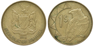 Намибия 1 доллар 1996 орел KM 4 латунь 4163-1053