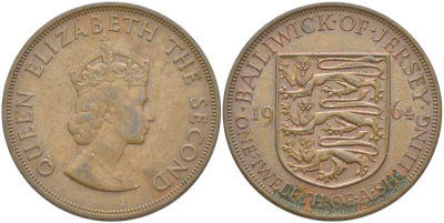 Джерси 1/12 шиллинга 1964 Елизавета II (1952-2022) KM 21 бронза 3996-514