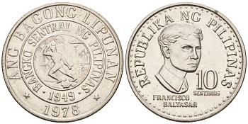 Филиппины 10 сентимо 1978 KM 207 медно-никель 4392-1219