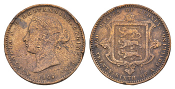 Джерси 1/26 шиллинга 1866 Виктория (1837-1901) KM 4 бронза 4654-1256