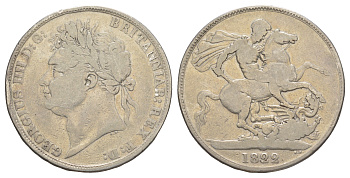 Великобритания 1 крона 1822 Георг IV (1820-1830) KM 680, Spink 3805 серебро 4044-443