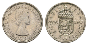 Великобритания 1 шиллинг 1953 Елизавета II (1952-2022), Шотландский герб KM 891, Spink 4140 медно-никель 4663-211