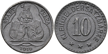 ГЕРМАНИЯ ФУЛДА 10 ПФЕННИГОВ 1919 КЛЯЙНГЕЛЬД железо 75-1369