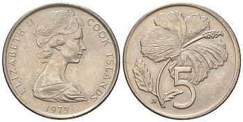 Острова Кука 5 центов 1973 KM 3 медно-никель aUNC 4618-1139