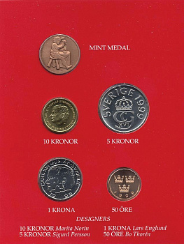 ШВЕЦИЯ НАБОР ИЗ 4 МОНЕТ 1999 04-062-250