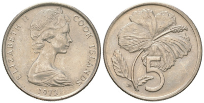 Острова Кука 5 центов 1973 KM 3 медно-никель aUNC 4618-1139