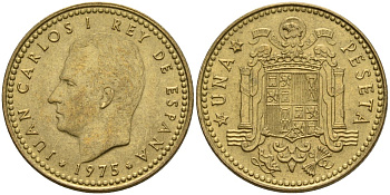 Испания 1 песета 1975 (78) Хуан Карлос I (1975-2014) KM 806 алюминиевая бронза 4604-237