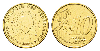 Нидерланды 10 евроцентов 2000 Беатрикс (1980-2013) КМ 237 нордик  UNC  M73-11