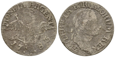 Пруссия 3 гроша 1783 Е, Фридрих II Великий (1740-1786) C # 21 серебро 220-755