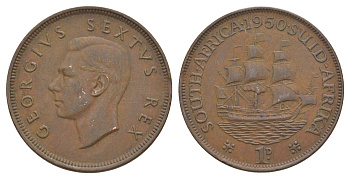 ЮАР 1 пенни 1950 KM 34.1 бронза 4645-1125