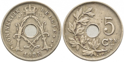 Бельгия 5 сантимов 1925 Belgie KM 67 медно-никель 112-241
