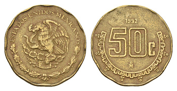 Мексика 50 сентаво 1992 KM 549 алюминиевая бронза 4697-539