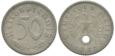 Германия 50 рейхспфеннигов 1942 F KM 96, J. 372 алюминий 00-00