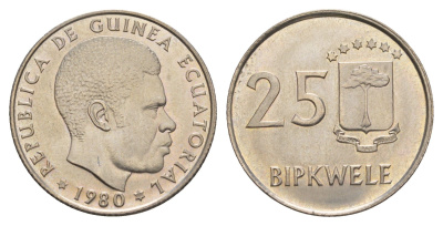 Экваториальная Гвинея 25 биквеле 1980 год-тип KM 52 медно-никель UNC 5010-1043