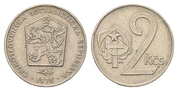 Чехословакия 2 кроны 1975 KM 75 медно-никель 4605-245