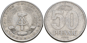 ГДР 50 пфеннигов 1958 A KM 12.1 алюминий 4601-557