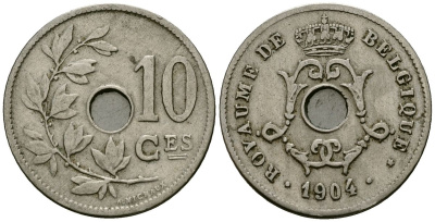 Бельгия 10 сантимов 1904 Belgique KM 52 медно-никель 4172-811