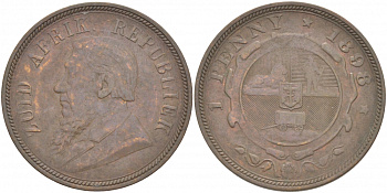 Южно-Африканская Республика, Трансвааль 1 пенни 1898 Пауль Крюгер KM 2 медь 180-832