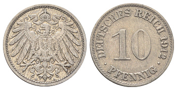 Германия 10 пфеннигов 1912 A KM 12, J. 13 медно-никель 4701-1131
