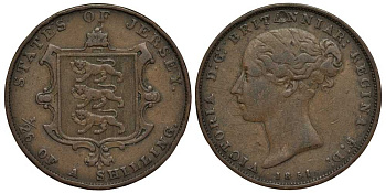 Джерси 1/26 шиллинга 1851 Виктория (1837-1901) KM 2 медь 650-644