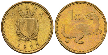 Мальта 1 цент 1998 KM 93 никель латунь aUNC 4396-1067