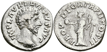 Римская Империя денарий 161 - 162 Луций Вер PROV DEOR TR P II COS II Провиденция Рим Good Very fine RIC 482 серебро 1073-4-61